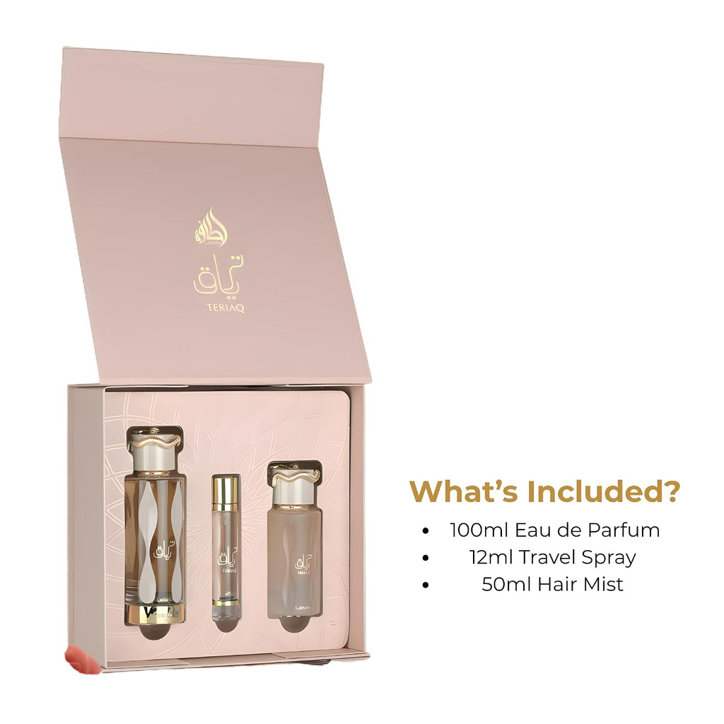 Lattafa Teriaq - Set de regalo \u2013 Eau De Parfum de 3.4 fl oz, 0...