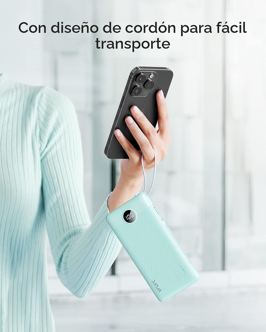 VRURC Cargador de teléfono portátil para iPhone, banco de energía d...