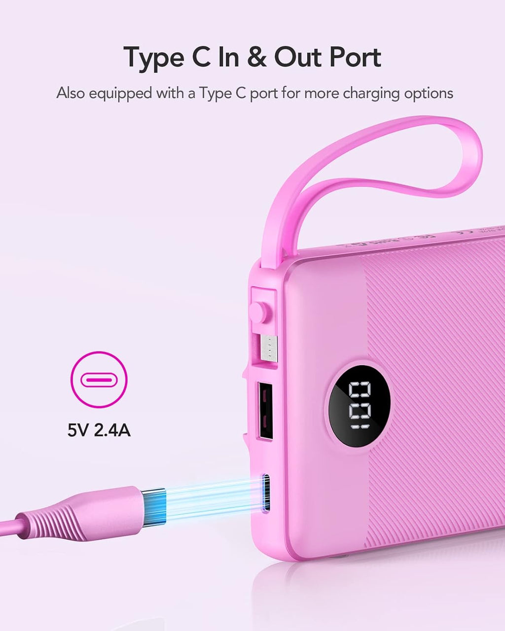 VRURC Cargador portátil, batería externa integrada de 4 cables de 1...