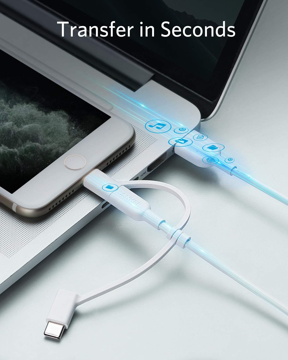 Anker Cable Powerline II 3 en 1, Lightning\/tipo C\/cable micro USB...