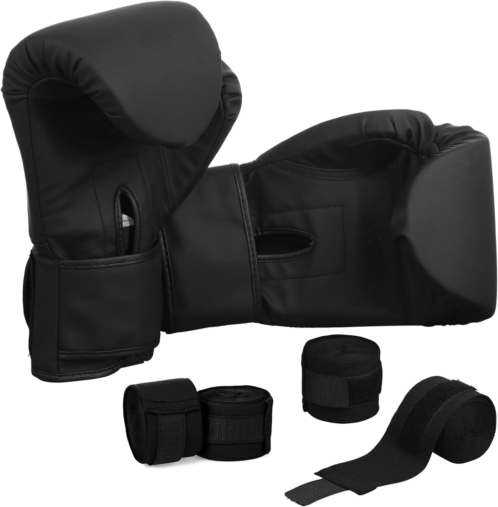 Junkin Juego de boxeo de 6 piezas, 1 par de guantes de 16 onzas y 4...