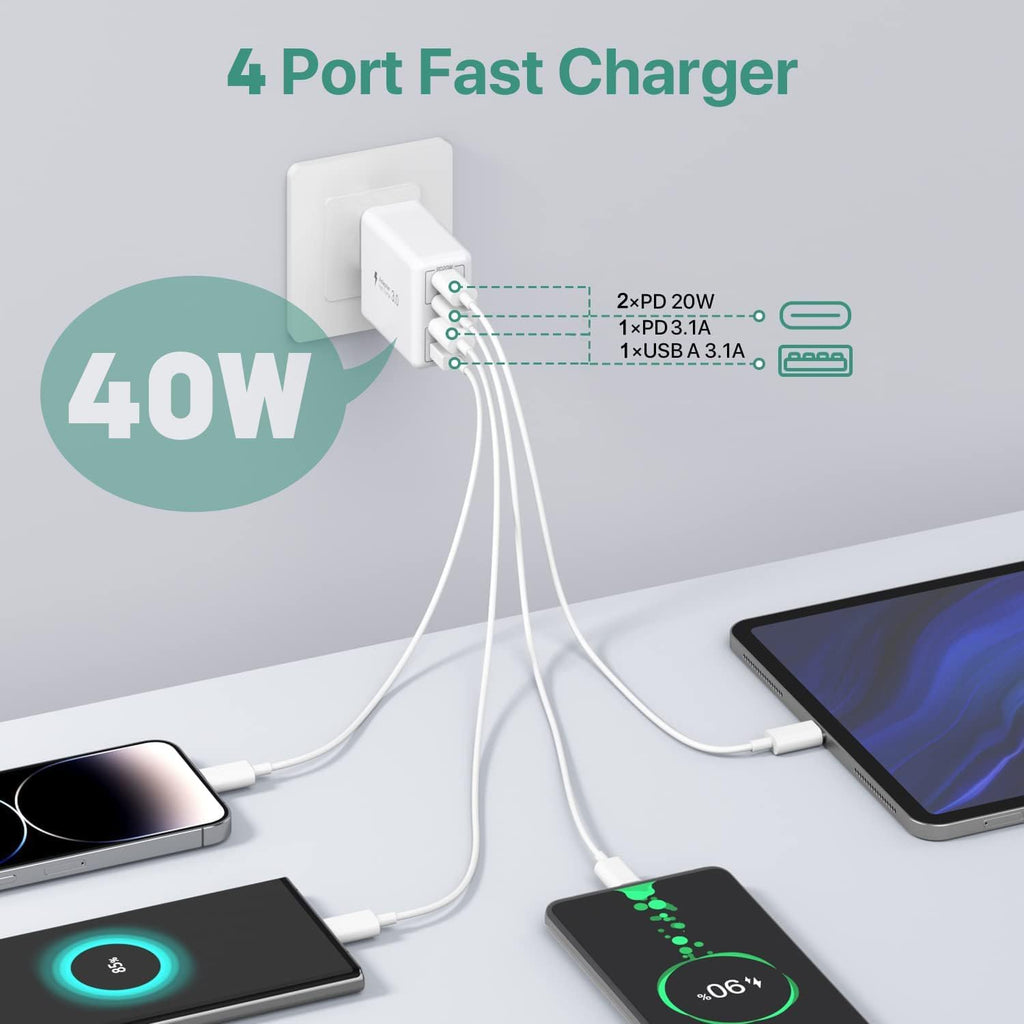 [Paquete de 2] Cargador USB C de 40 W, bloque de cargador USB C de...