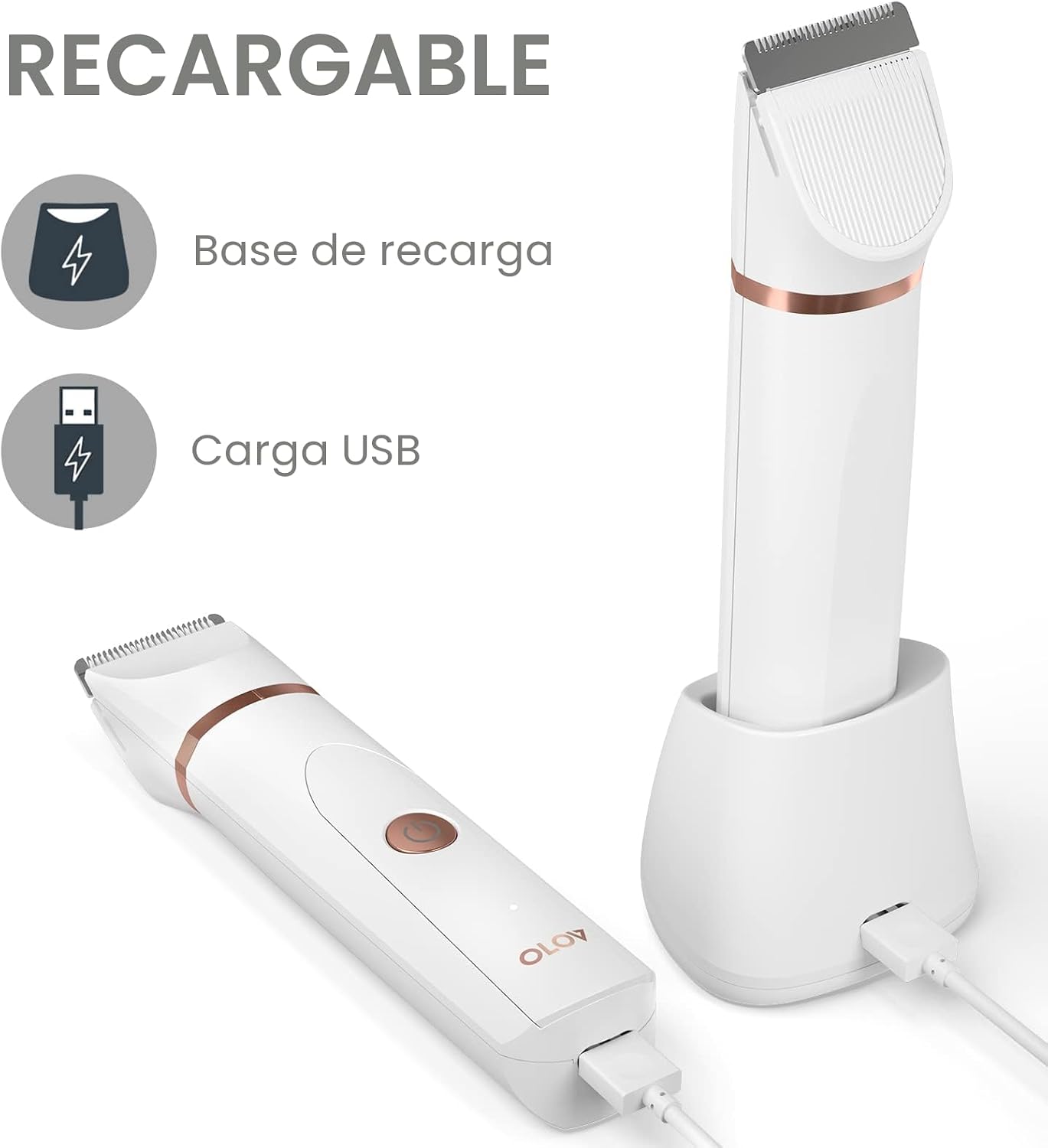 OLOV Recortadora eléctrica de pelo corporal, recortadora de ingle p...