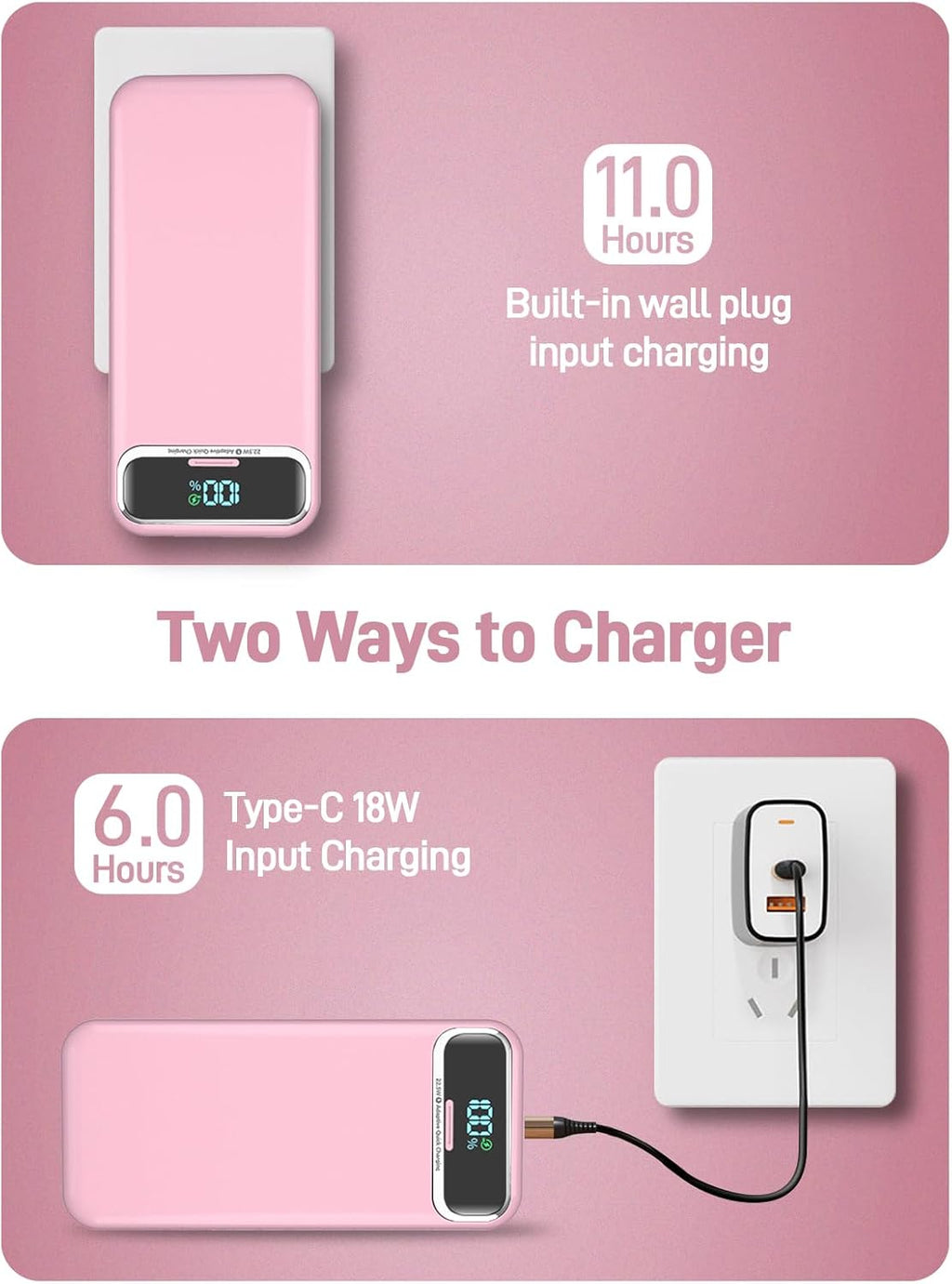 Cargador portátil Nusyddy 20000mAh 22.5W con cables incorporados y...