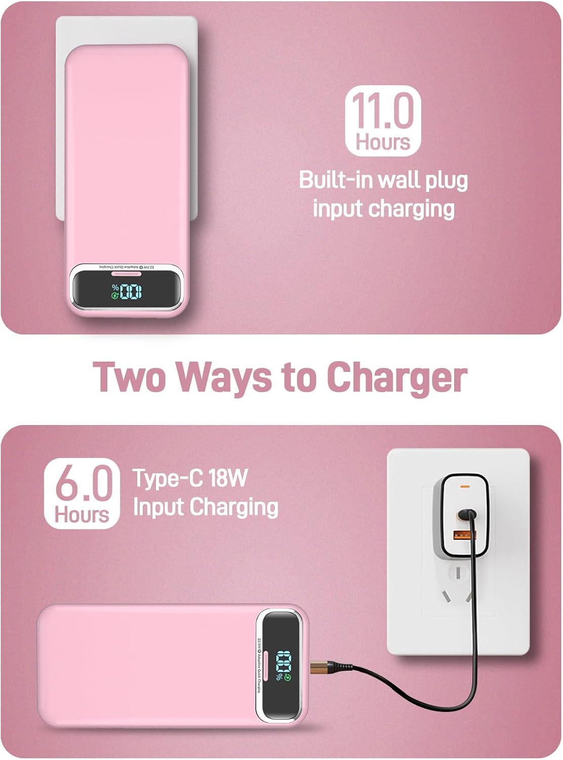 Cargador portátil Nusyddy 20000mAh 22.5W con cables incorporados y...