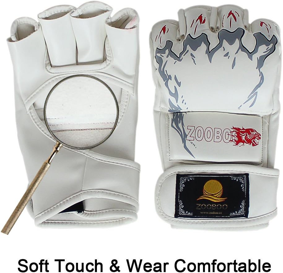 ZooBoo Guantes de MMA, guantes de boxeo de medio dedo, mitones de M...