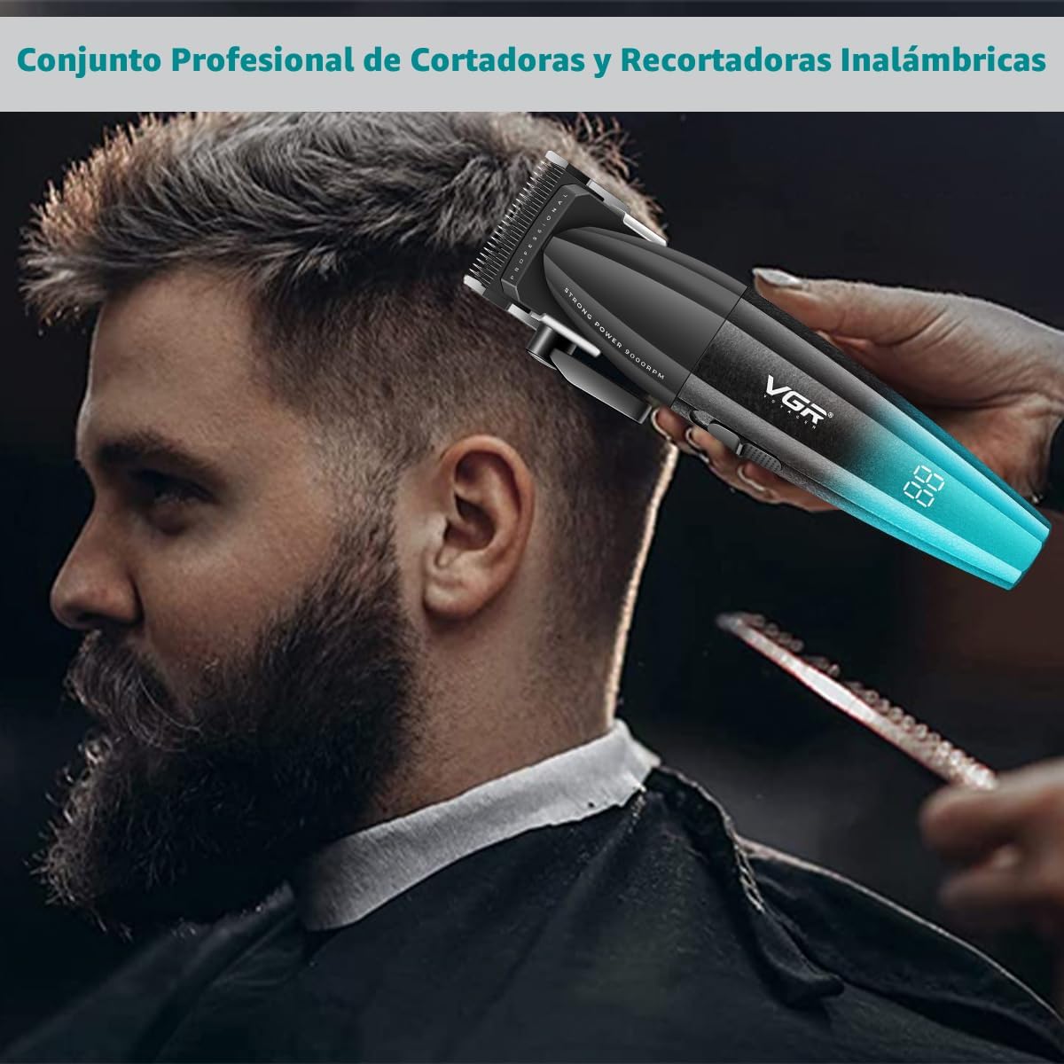 VGR 640S3 - Kit profesional de corte de cabello 3 en 1, 9000 rpm, c...