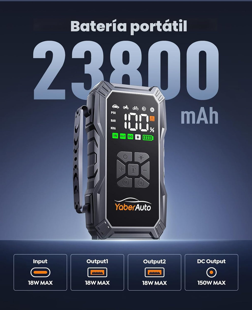 YaberAuto Arrancador de 10 en 1 con Compresor de Aire 6000A 150PSI...