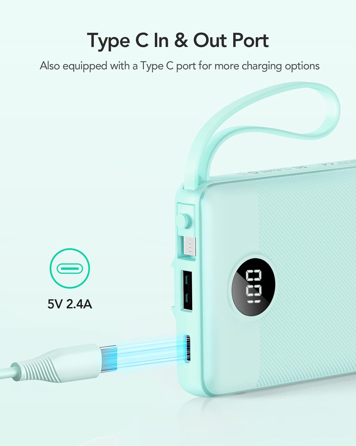 VRURC Cargador de teléfono portátil para iPhone, banco de energía d...