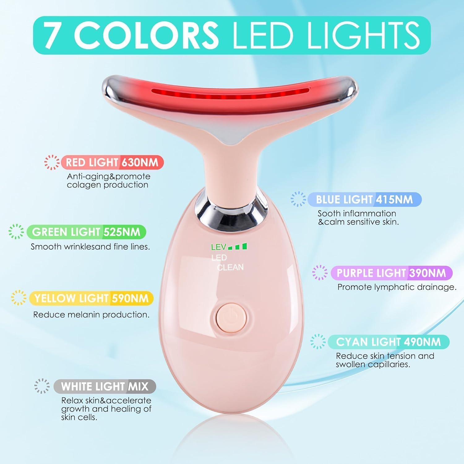 Doset - Masajeador con terapia de luz roja para rostro y cuello, va...