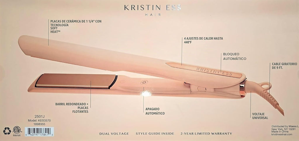 Kristin Ess Set de regalo de peluquería 3 en 1, paquete de plancha...