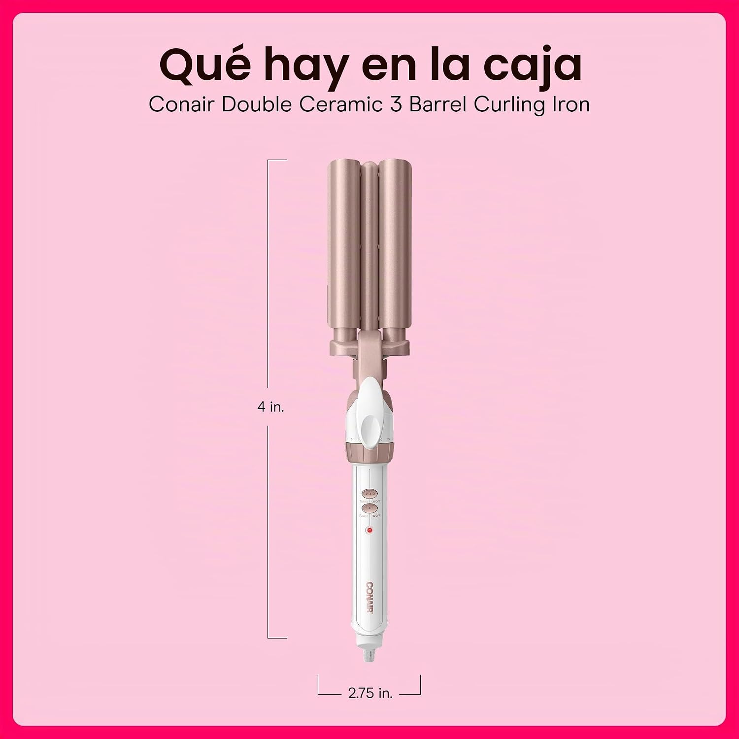 Conair Rizador de Cerámica Doble de 3 Barriles, Herramienta Ondulad...