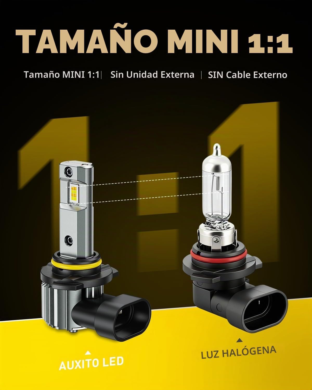 AUXITO Bombilla LED Switchback 9006 HB4, 6500K blanco frío y amaril...