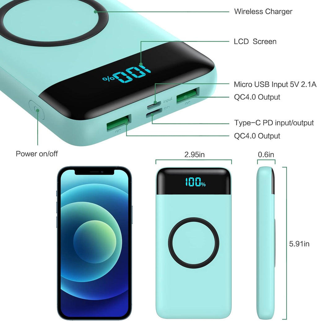 Cargador portátil inalámbrico de 30,800 mAh, cargador de batería US...