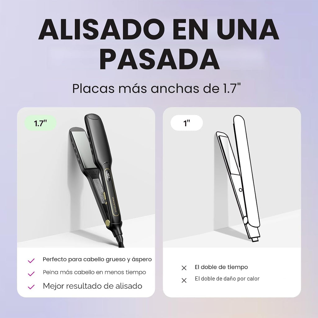 Wavytalk Alisador de pelo de mojado a liso, plancha plana de titani...