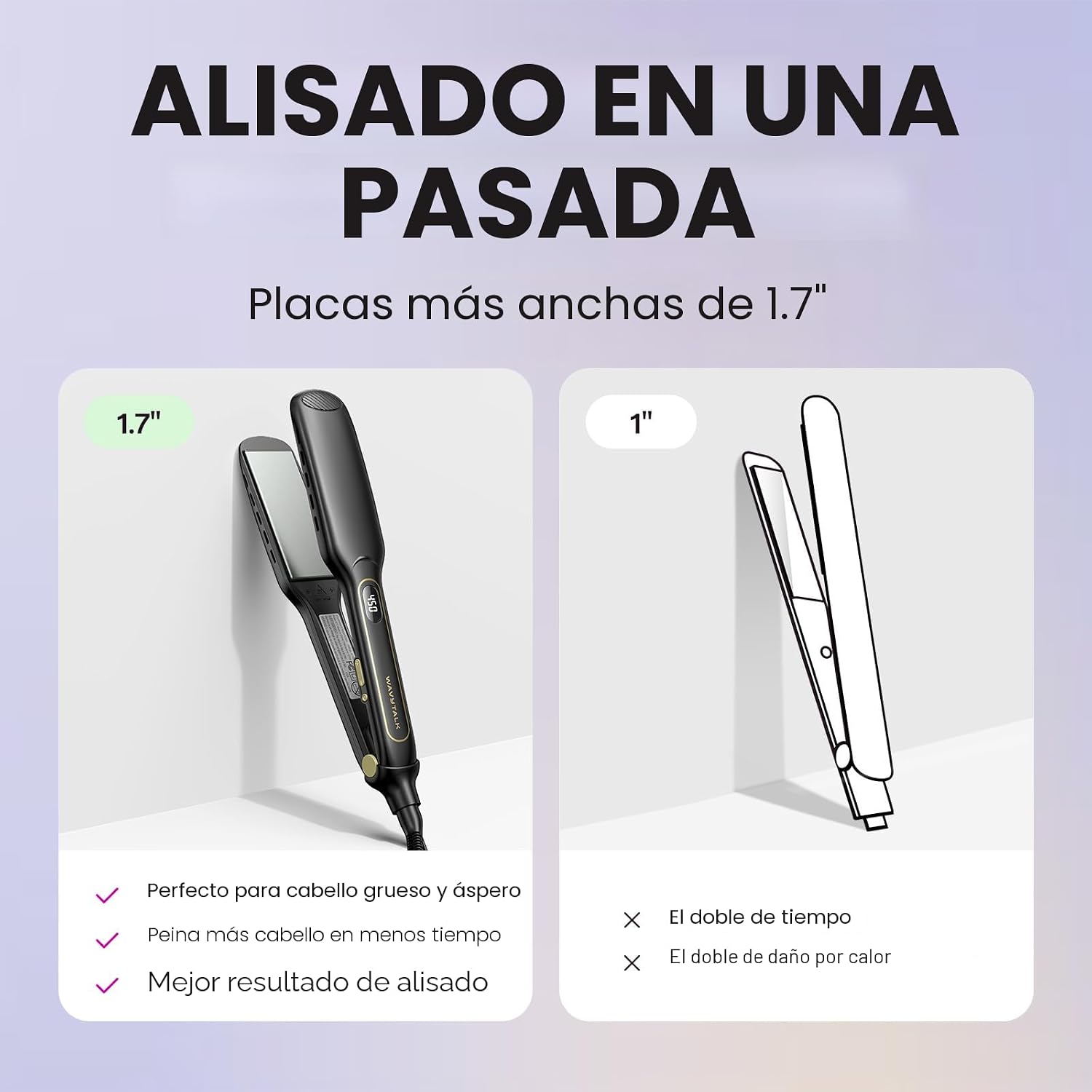 Wavytalk Alisador de pelo de mojado a liso, plancha plana de titani...
