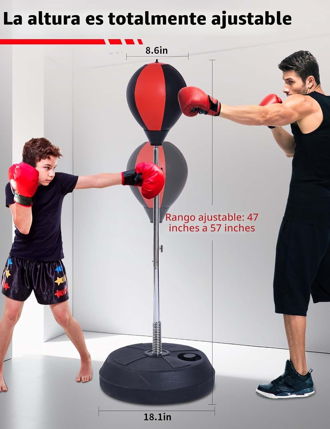 Stiatu Saco de Boxeo con Soporte, Saco de Boxeo Pesado, Barra Refle...