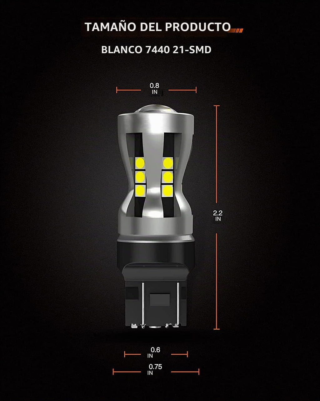 SEALIGHT Bombilla LED 7440 7443, 6000K blanco brillante 3000LM para...