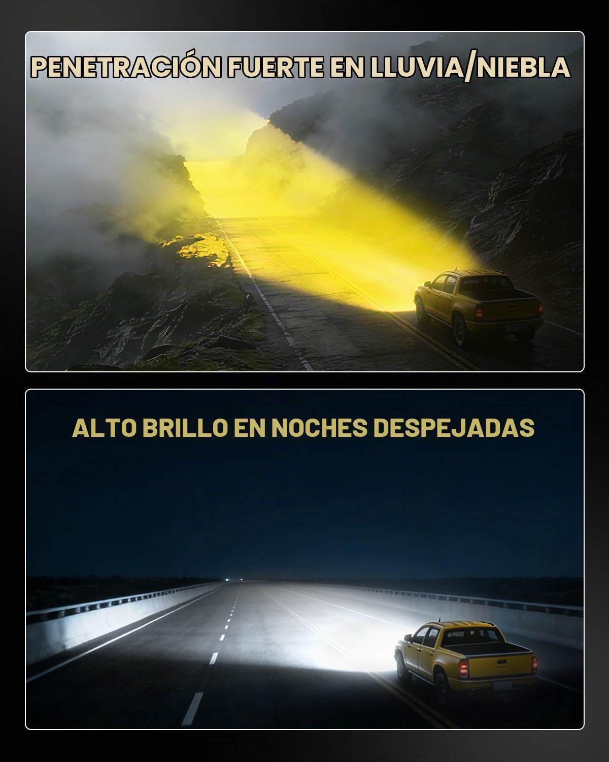 AUXITO Bombilla LED Switchback 9006 HB4, 6500K blanco frío y amaril...