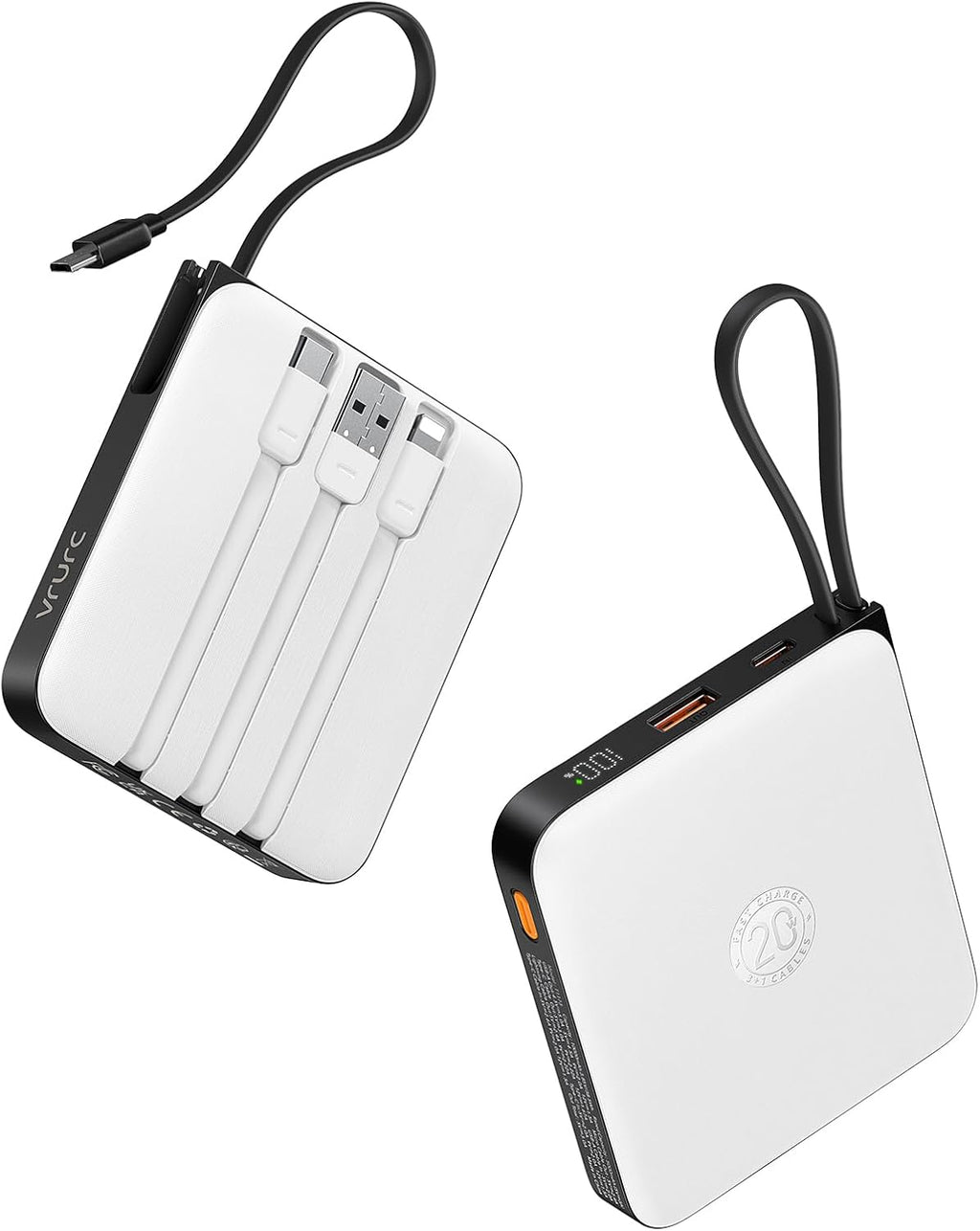 VRURC - Cargador portátil con 4 cables integrados, paquete de bater...