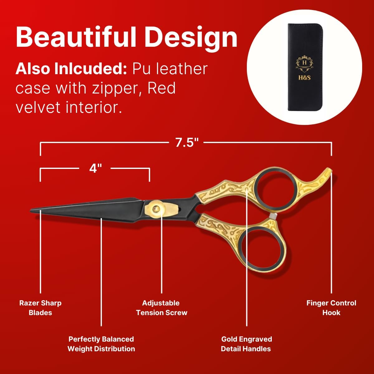 Tijeras profesionales de corte de pelo de la serie GoldBlack de H&a...