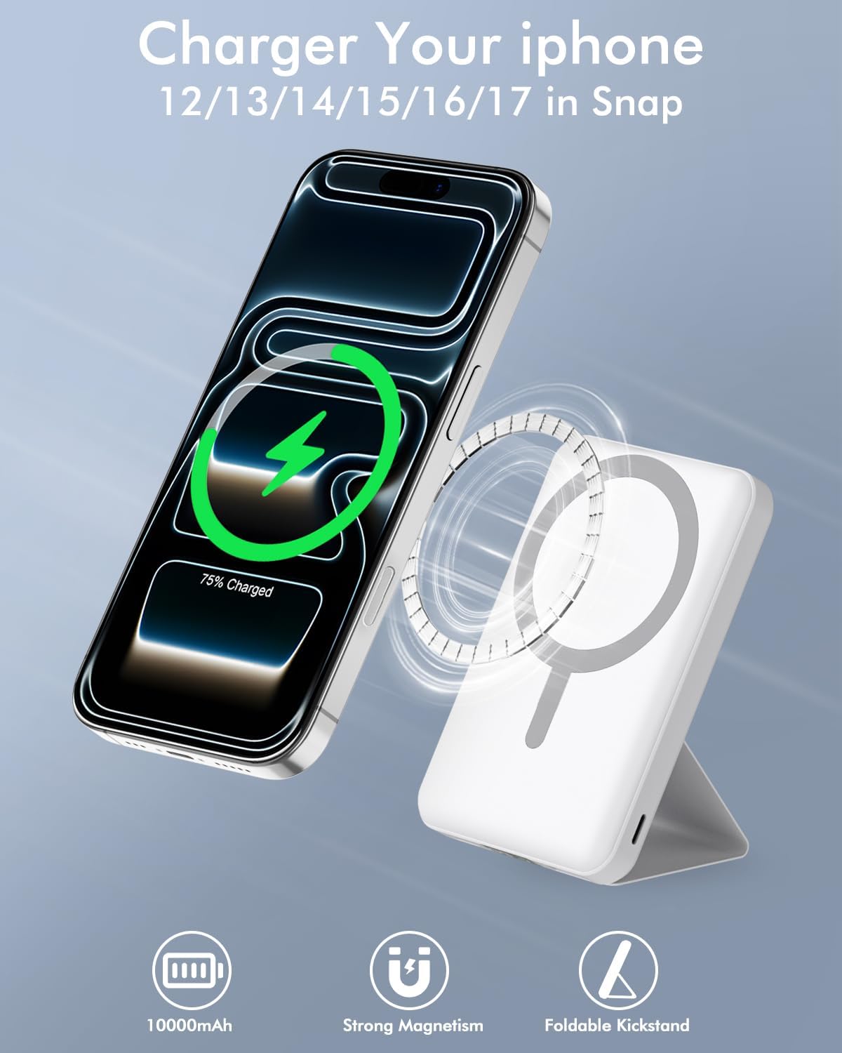 podoru para Magsafe Paquete de baterías, banco de energía magnético...