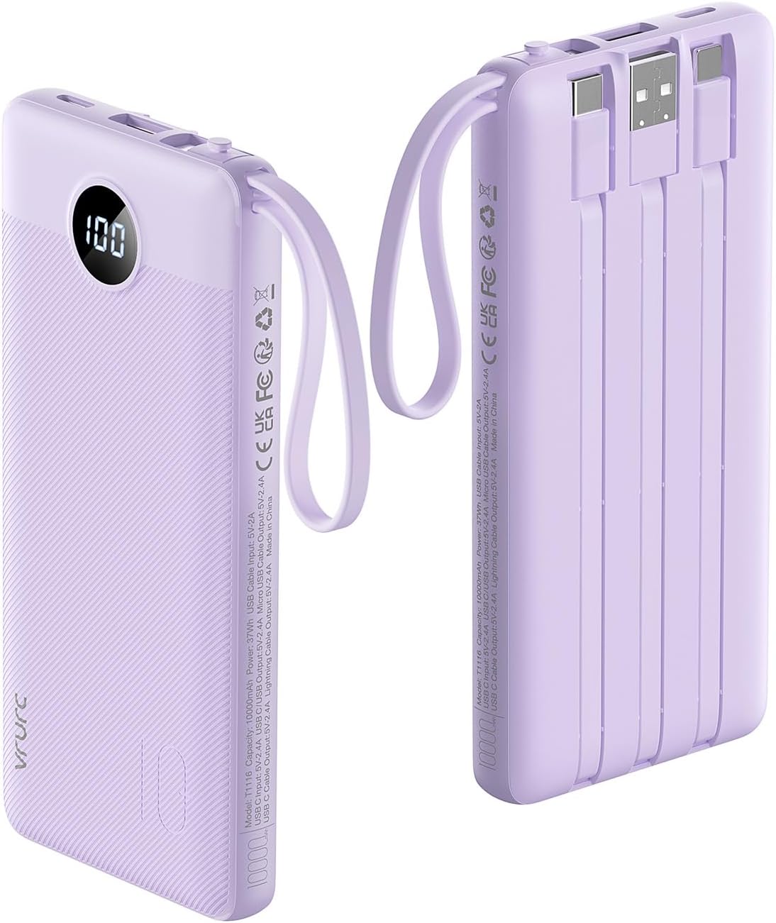 VRURC Cargador Portátil Power Bank, Paquete de Batería de 10000mAh...