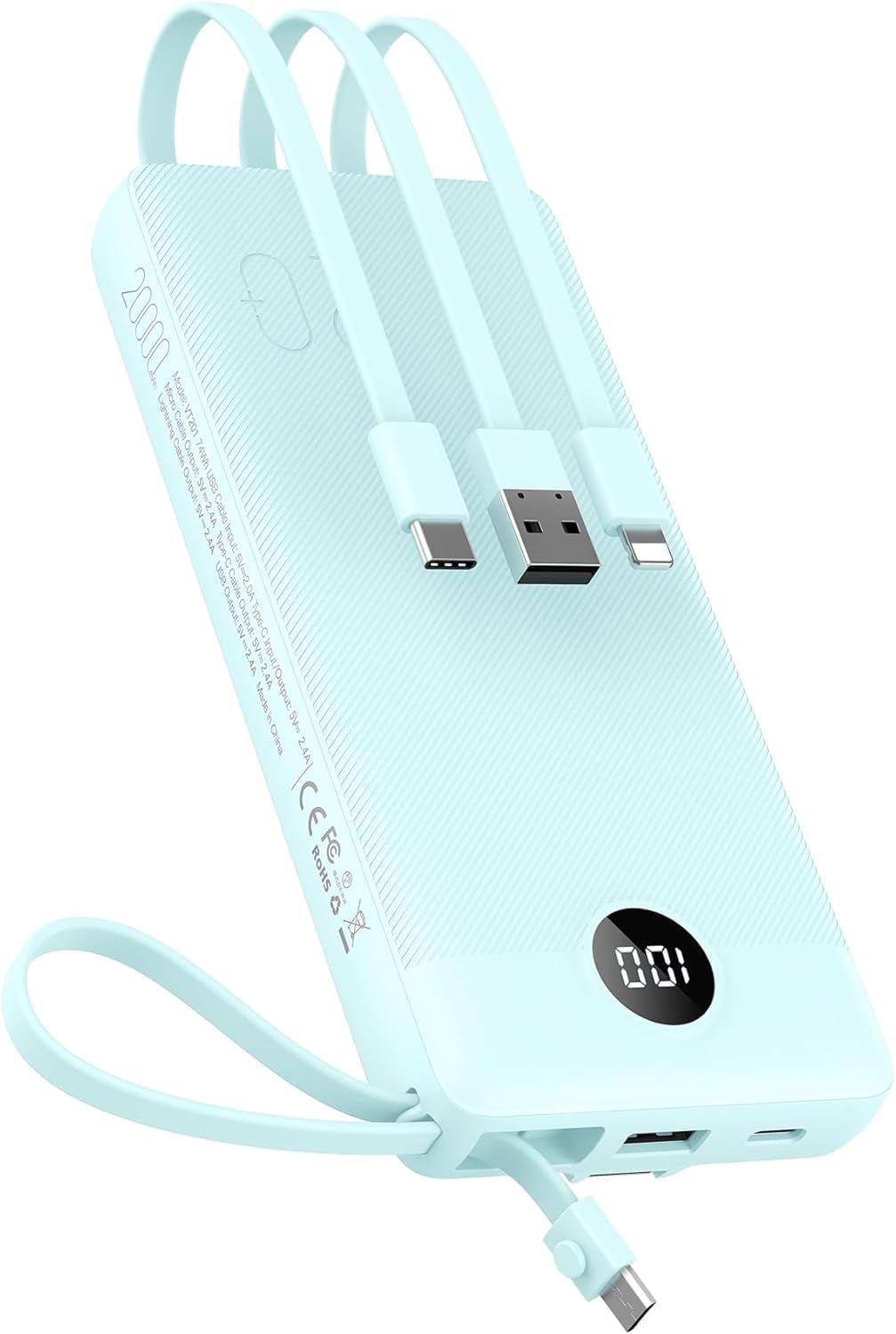 VEEKTOMX Cargador portátil con cables integrados, banco de energía...