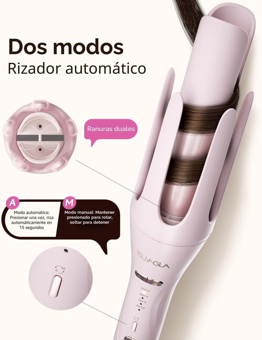 Juego de rizador automático 5 en 1 con cilindros intercambiables -...