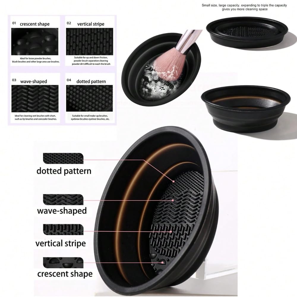 HGHDBT Juego de 51 brochas de maquillaje negras, kit de maquillaje...