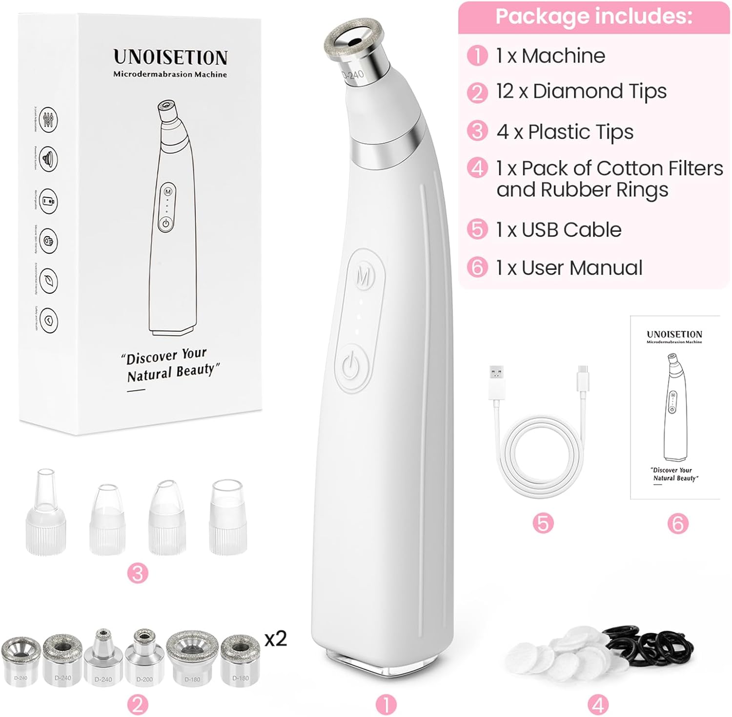 UNOISETION Máquina de Microdermoabrasión de Diamante, Removedor Por...