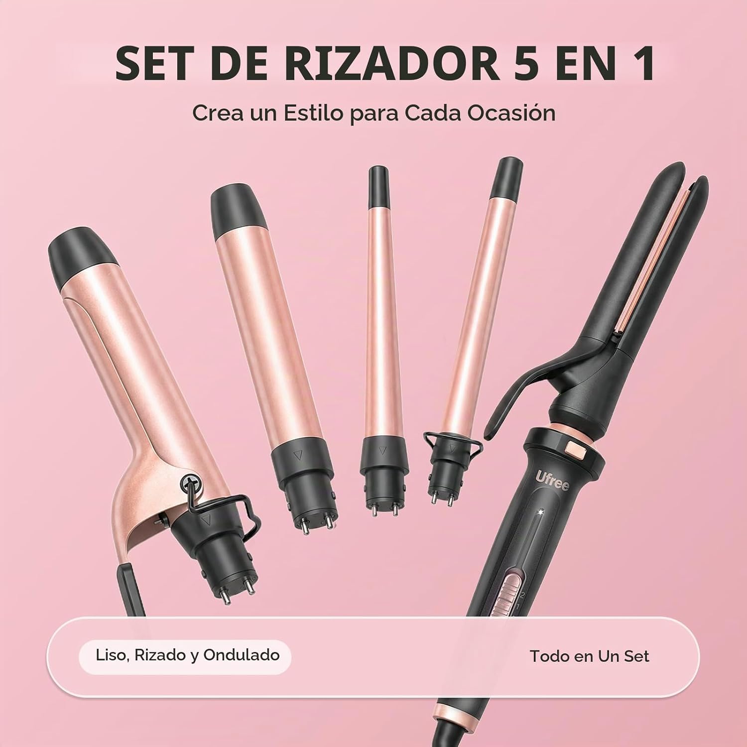 Ufree Rizador 5 en 1 con cilindros de cerámica intercambiables (0.3...