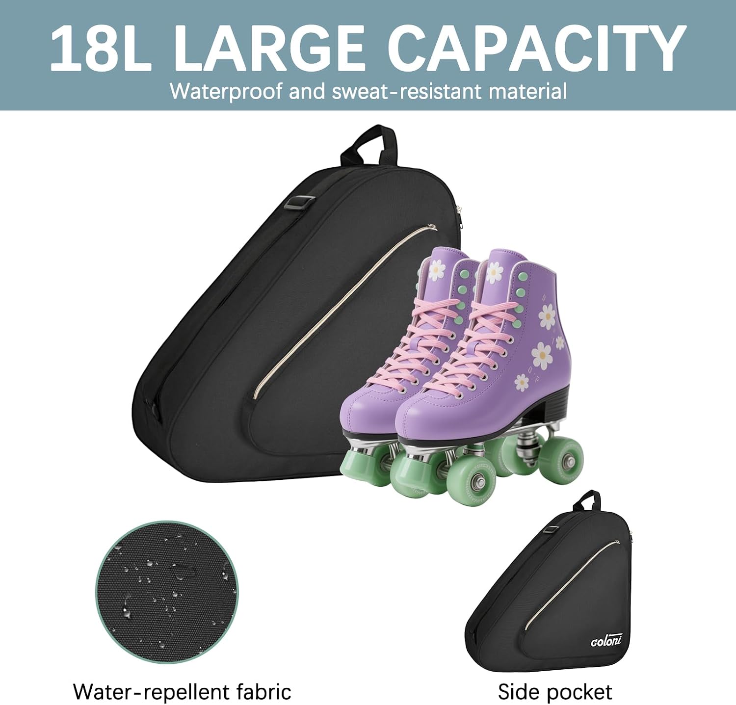 Goloni Bolsa de patinaje para patines de hielo, patines en línea, p...