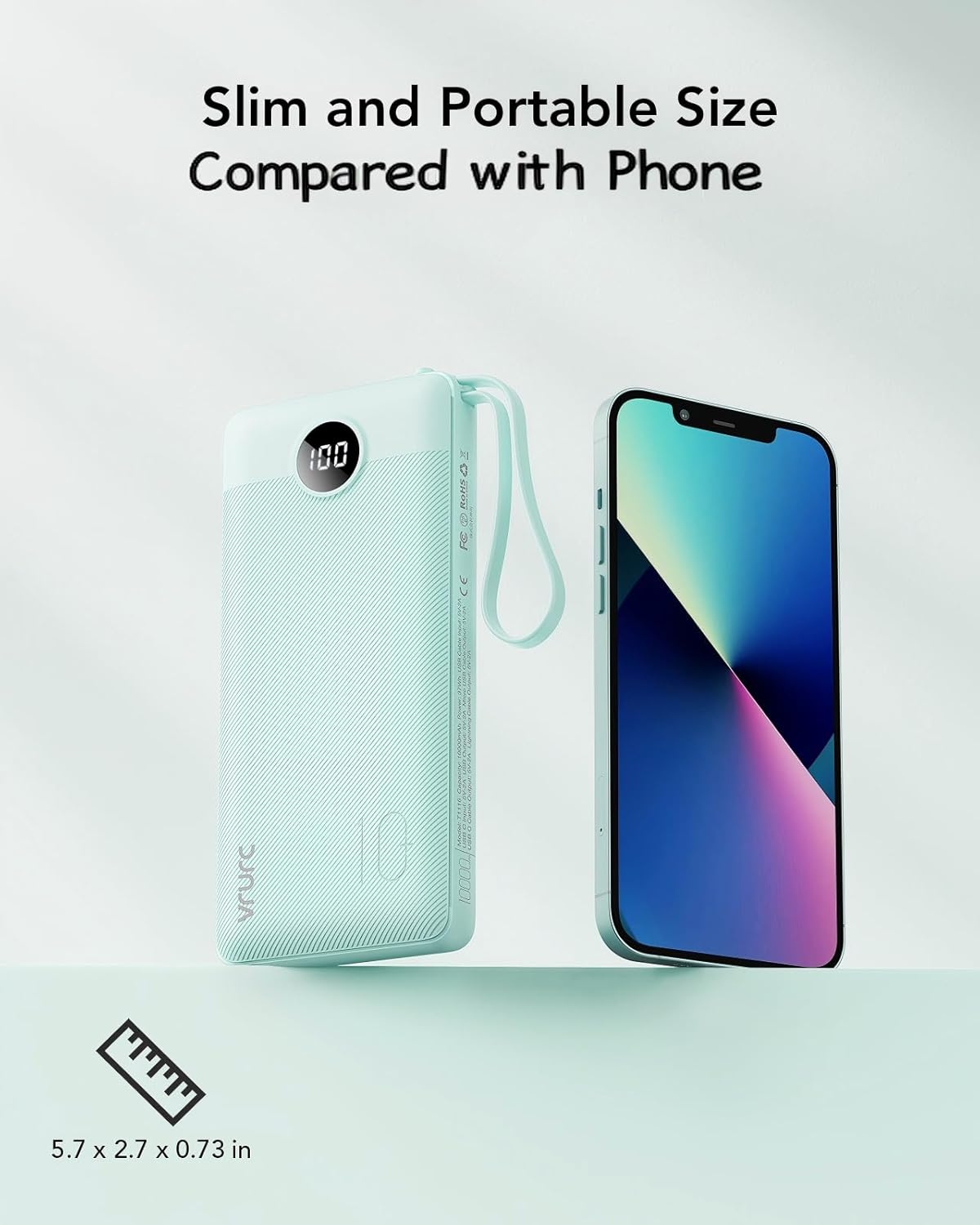 VRURC Cargador de teléfono portátil para iPhone, banco de energía d...