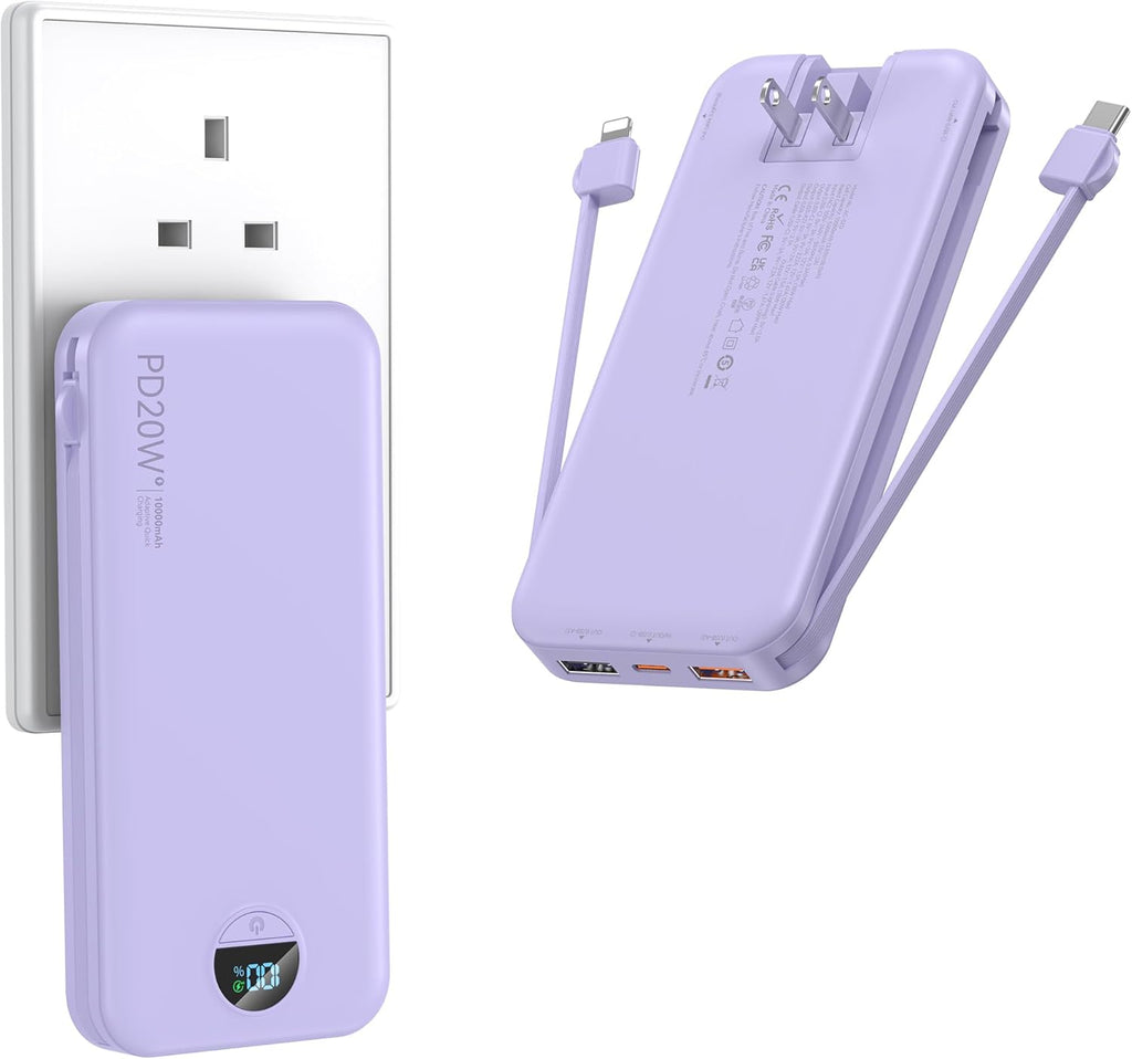 Ffnpua Cargador portátil con enchufe de pared, banco de energía USB...