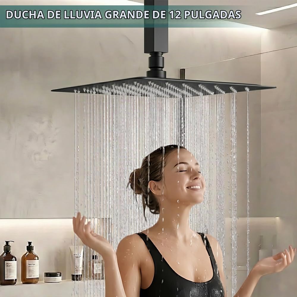 STARBATH - Juego de grifo de ducha con válvula desviadora, color ne...