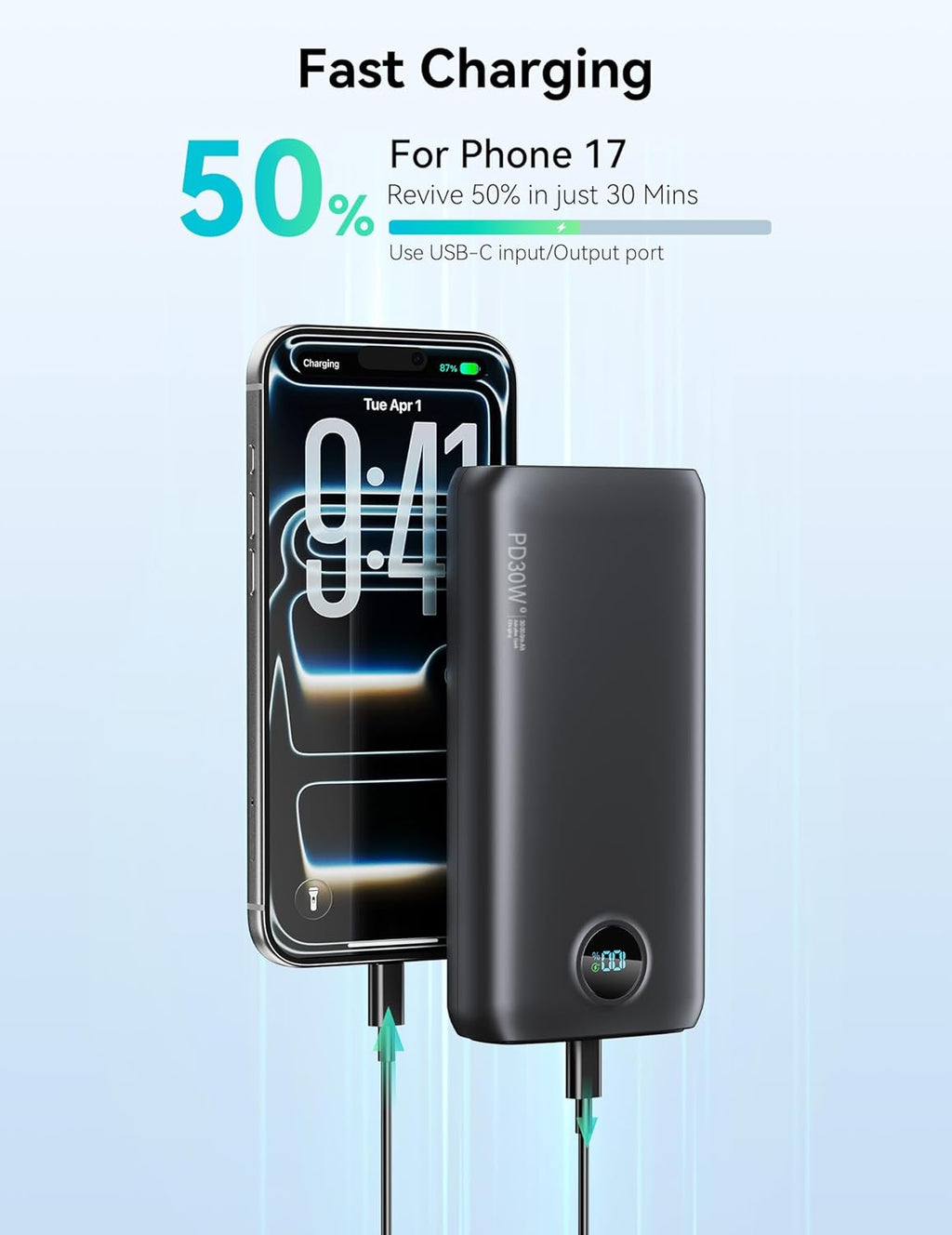 Cargador portátil, 30000 mAh, banco de energía de 30 W, USB C, carg...