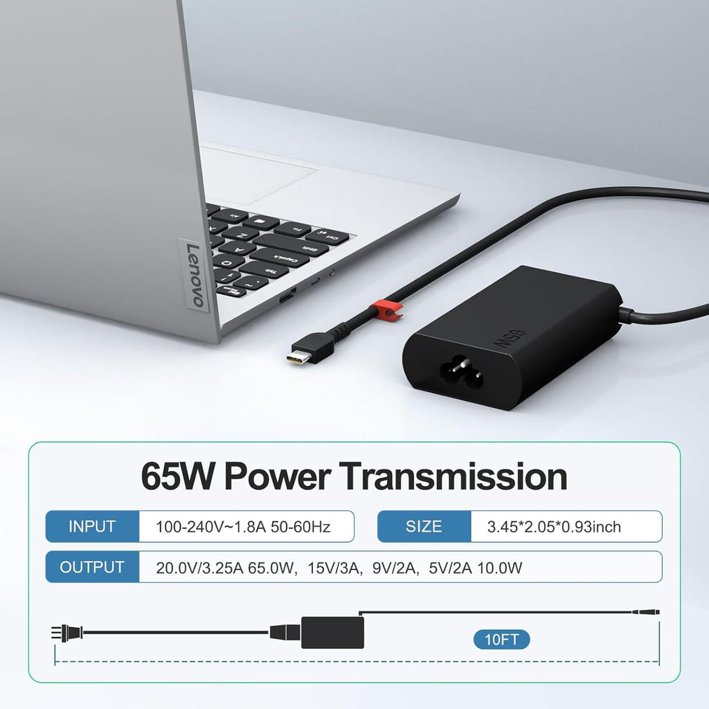Cargador de portátil USB C de 65 W para Lenovo ThinkPad\/Yoga\/Thin...