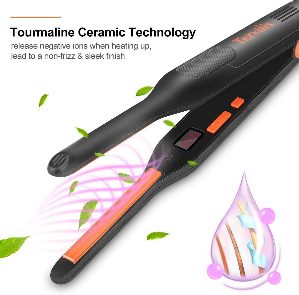 Terviiix - Plancha plana pequeña para cabello corto, temperatura aj...