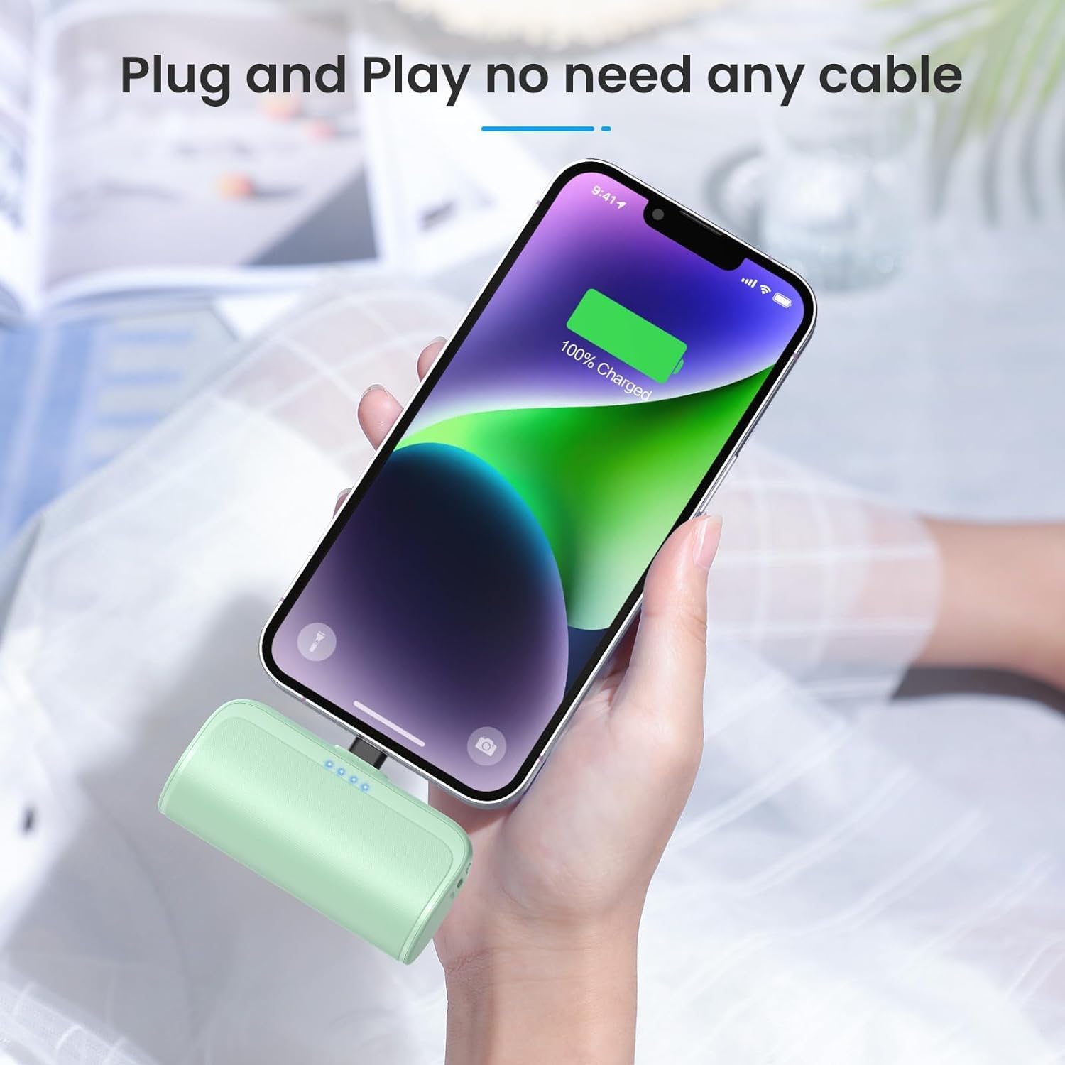 [Paquete de 2] Mini Cargador Portátil para iPhone 5200mAh, Banco de...