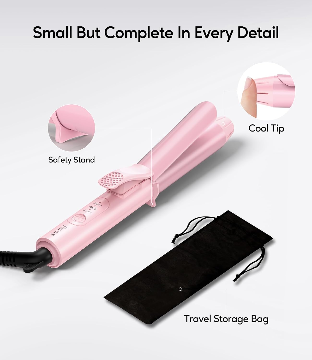 FARERY Mini rizador de pelo de 1 pulgada, mini rizador de pelo de c...