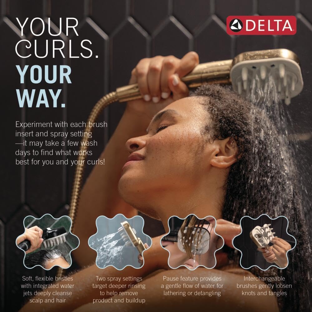 Delta VersaCurl - Alcachofa de ducha de mano para desenredar cabell...