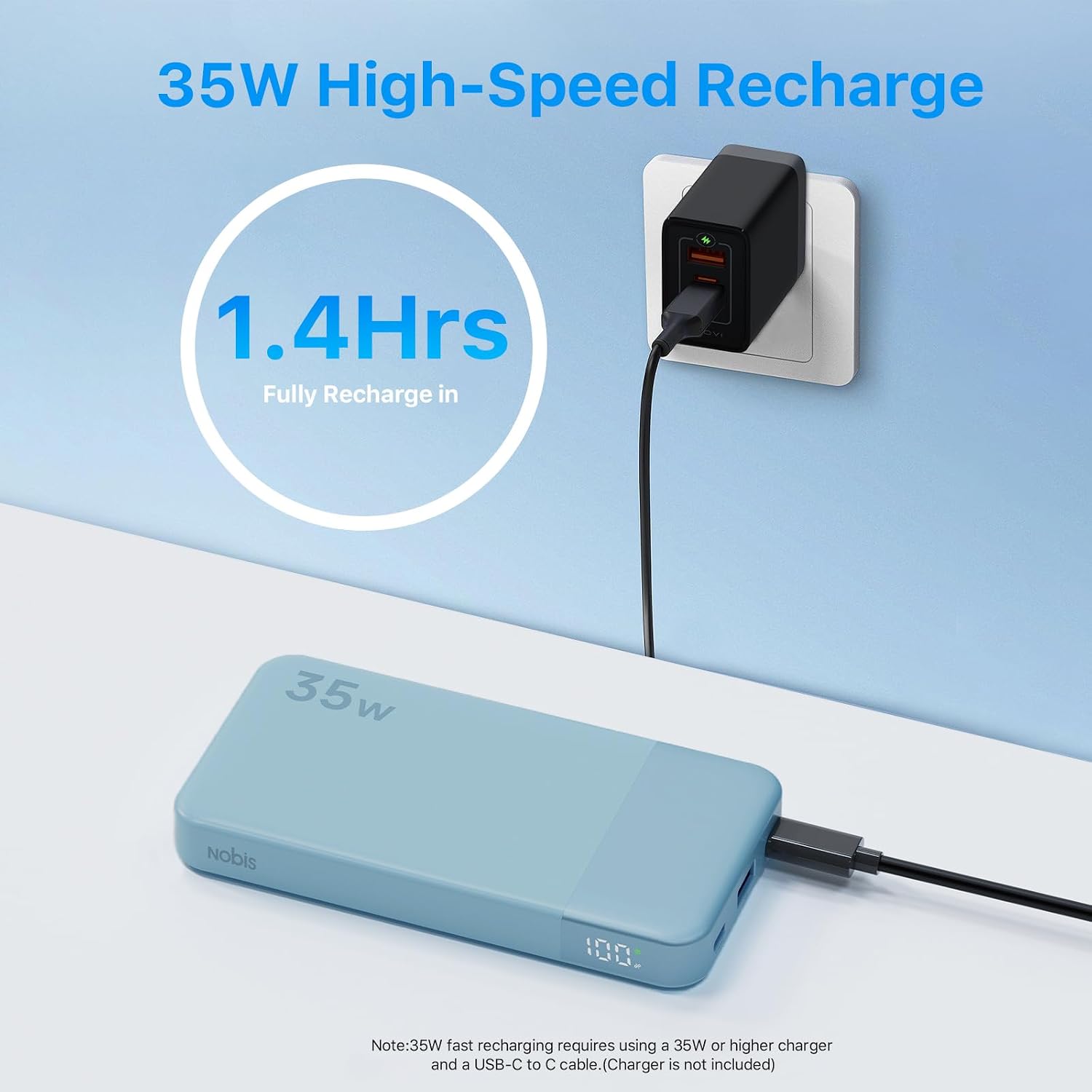 Cargador portátil NOBIS, banco de energía de 10000mAh de carga rápi...
