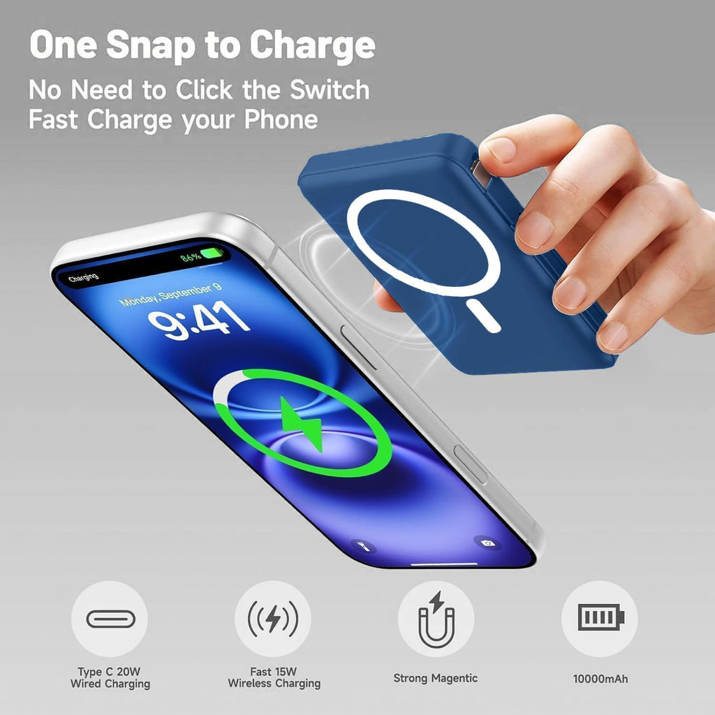 Vexnara para banco de energía Magsafe, banco de energía magnético d...