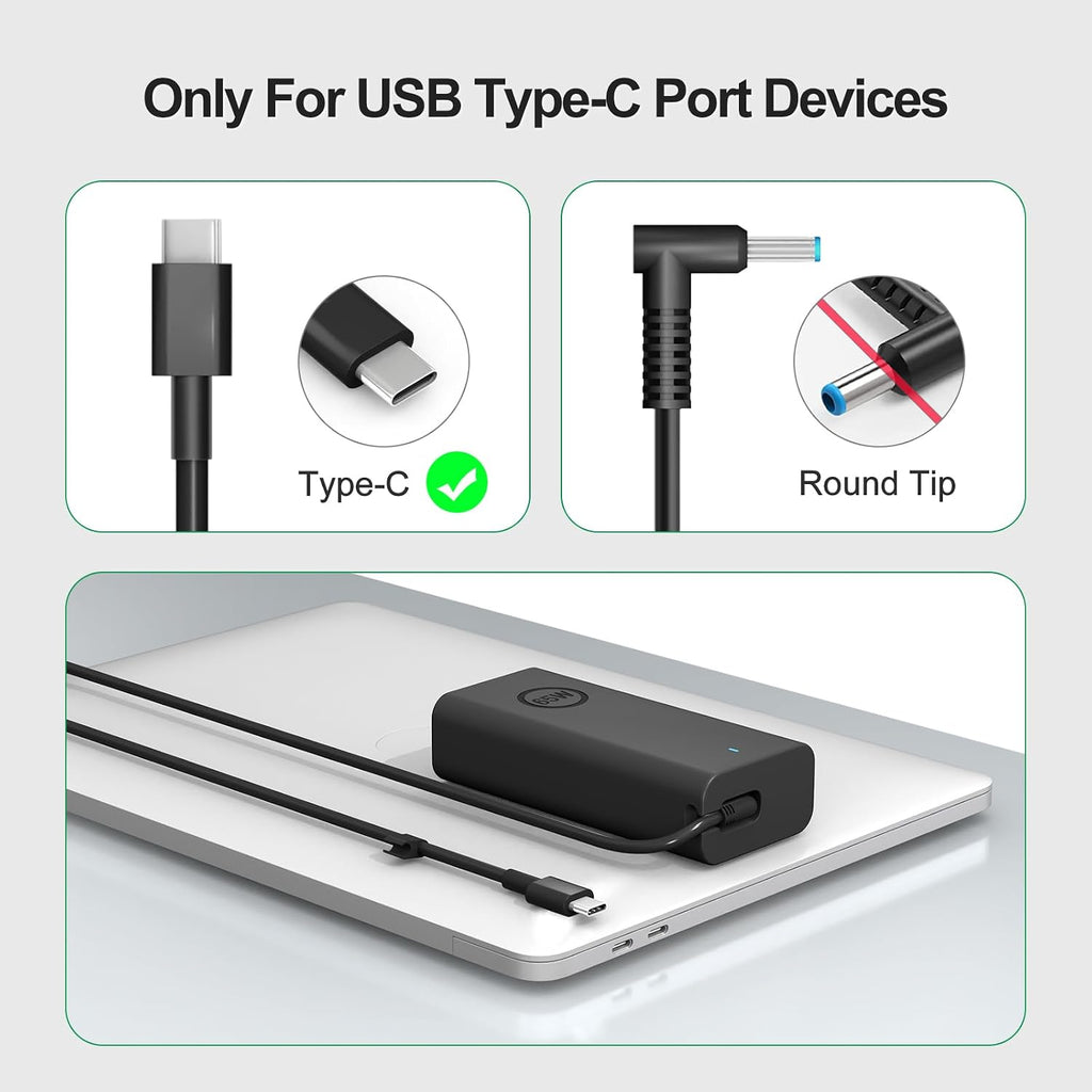 Cargador USB C para laptop de 65 W y 45 W, compatible con Dell Lati...