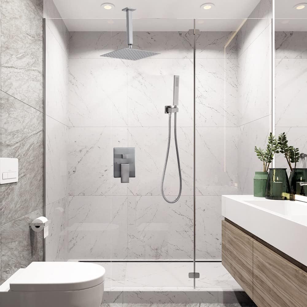 Heable - Sistema de ducha de níquel cepillado para baño, juego comb...