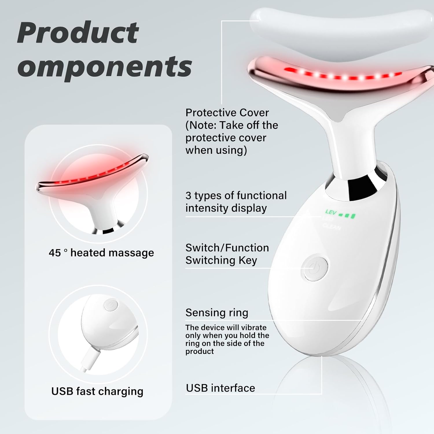 Terapia de luz roja para cara, varita de terapia de luz LED de 7 co...