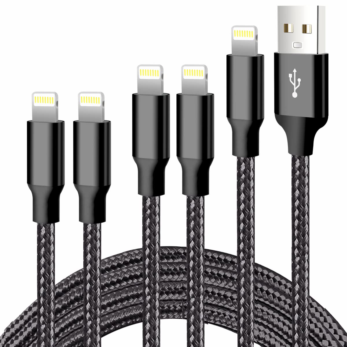 cugunu Cargador para iPhone, 5 unidades de 3\/3\/6\/6\/10 pies, con...