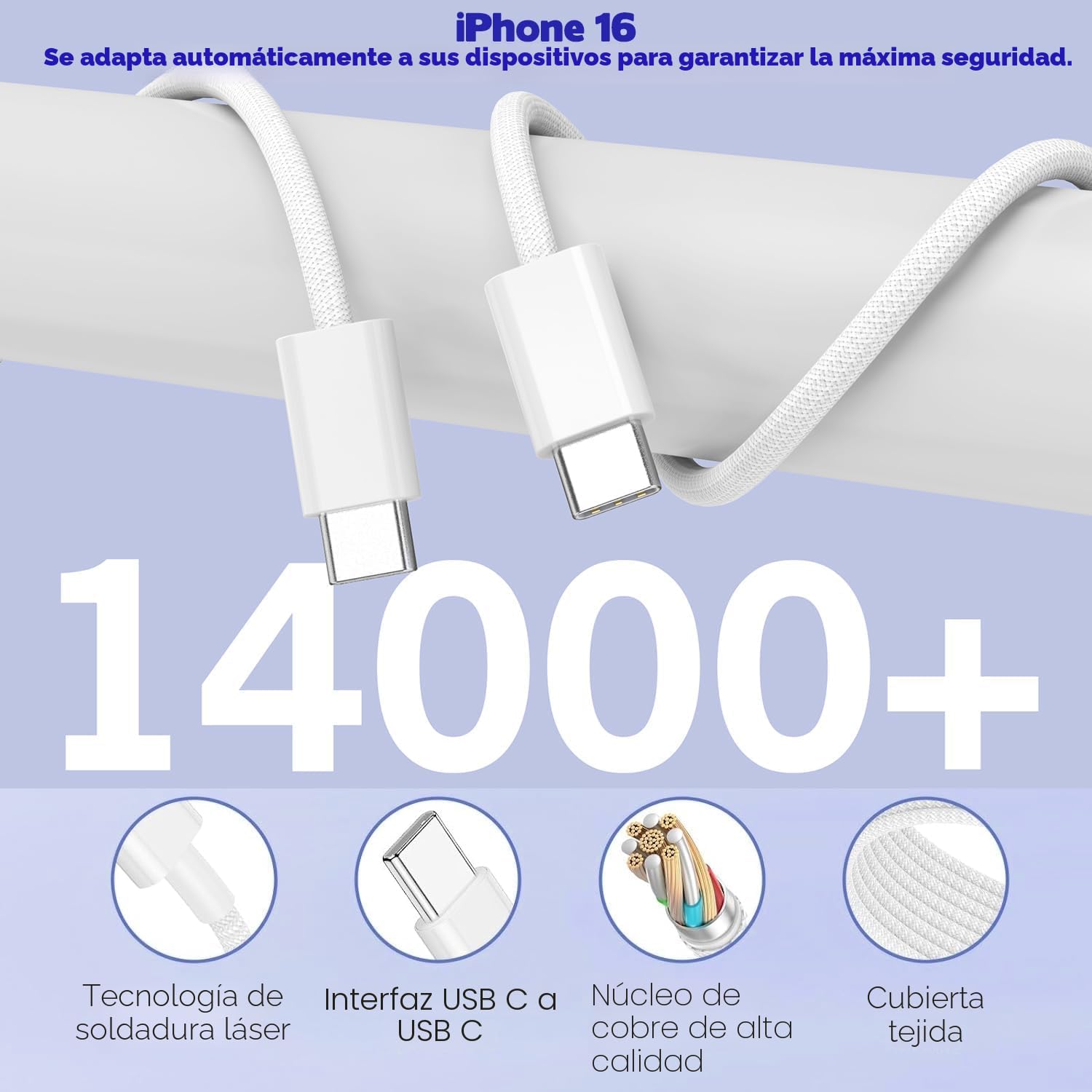 Bloque de carga rápida para iPhone 17\/16, paquete de 2 bloques de...