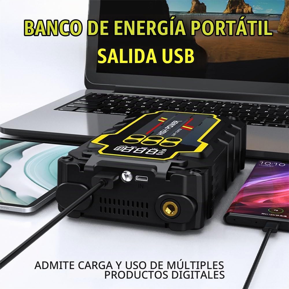 Naisiang Arrancador de Batería de Coche 4000A 12V (Hasta 7.0L de Ga...